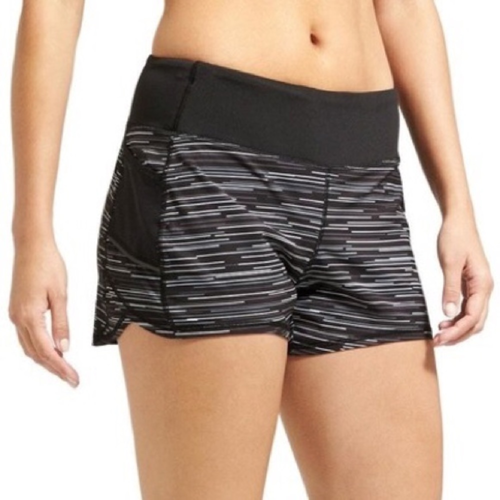 Athleta Jigsaw Ready Set Go Running Shorts Black and Gray Size Small